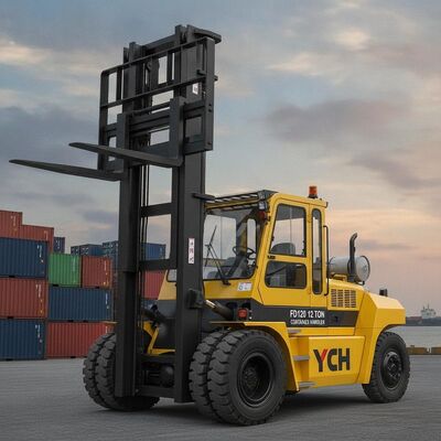 FD120 12 Ton Diesel Heavy Duty Forklift Truck Yuchai Engine 3.0g Mast Container Handling