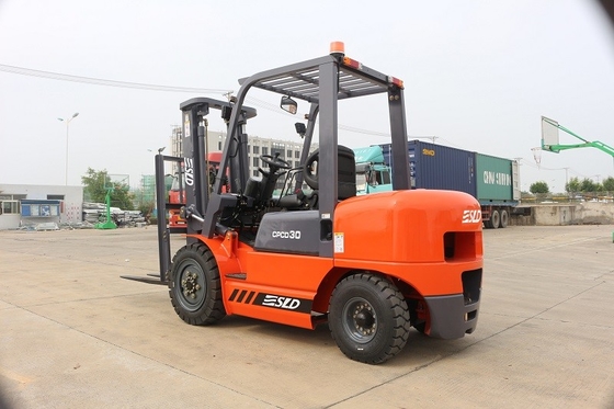 হাইড্রোলিক ট্রান্সমিশন 4800mm 3 টন ডিজেল ফর্কলিফট সহ 3 স্টেজ ফুল ফ্রি মাস্ট